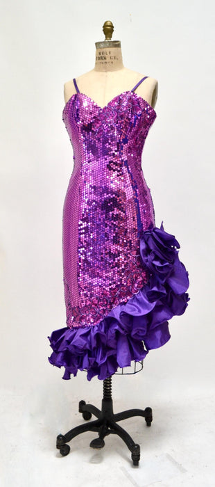 80s 90S Prom Dress Size XXS XS Purple Sequins// Vintage 80s 90s Purple Pageant Dress by Alyce Designs Ruffle Prom Dress Barbie Costume