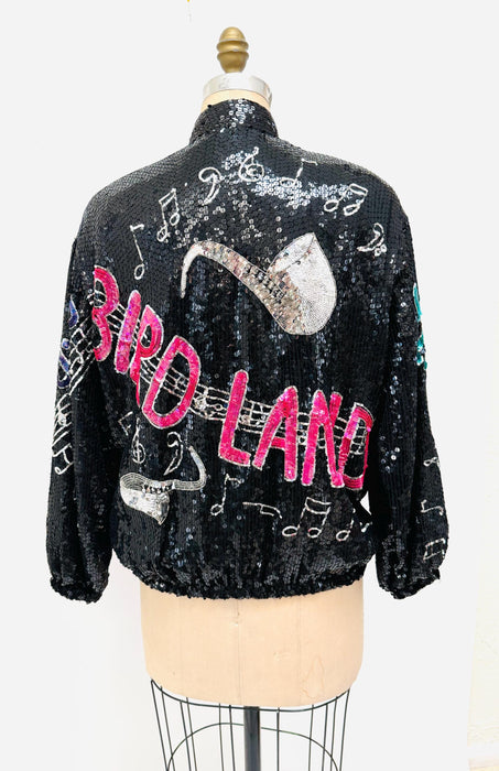 90s Vintage Sequin Music Jacket with Composer Singer Music Jacket// Vintage Black Sequin Musician Jacket Medium GIft for a singer songwriter