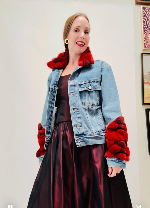 90s y2k Vintage Fur Trim Denim Jacket Leopard Print Fur Collar Jean Jacket 90s Y2k Jean Jacket Animal Leopard Print Fur Denim Jacket Medium