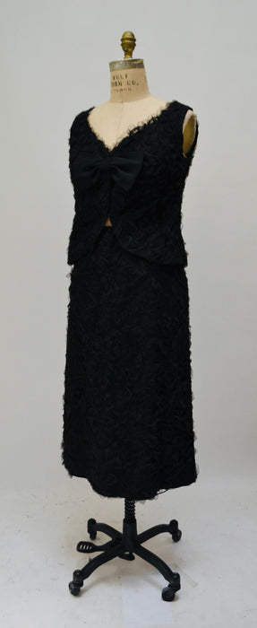 Vintage 60s Black Lace Cocktail Party Top and Skirt By Bill Blass for Maurice Renter Small Medium// Vintage 60s Bill Blass Dress