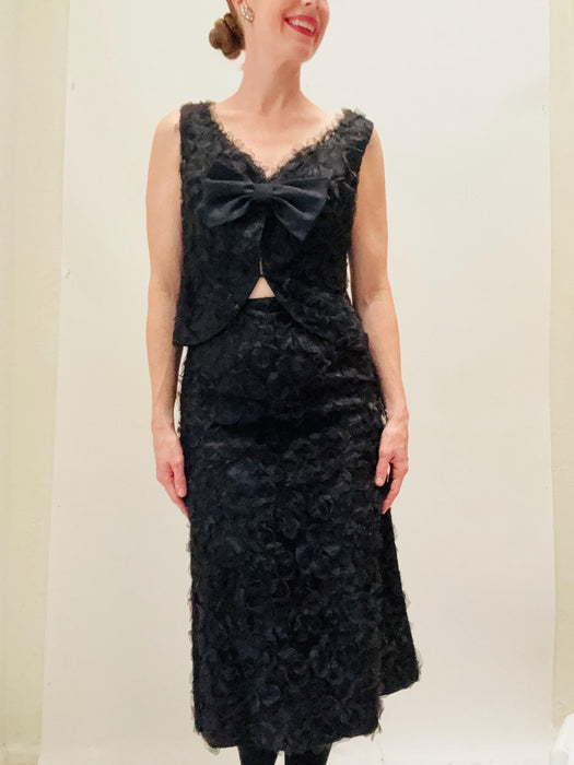 Vintage 60s Black Lace Cocktail Party Top and Skirt By Bill Blass for Maurice Renter Small Medium// Vintage 60s Bill Blass Dress