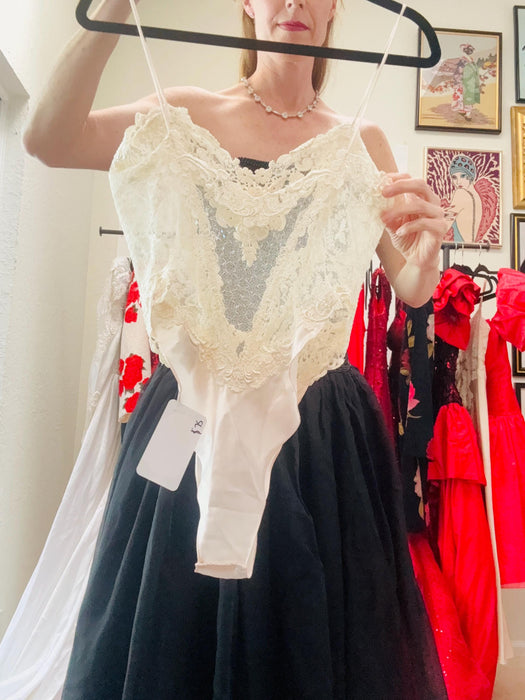 Vintage White Cream Teddy Lingerie XS Small// 80s 90s Vintage Lace BodySuit White Diane Samandi Jonquil Wedding Lingerie Neiman Marcus