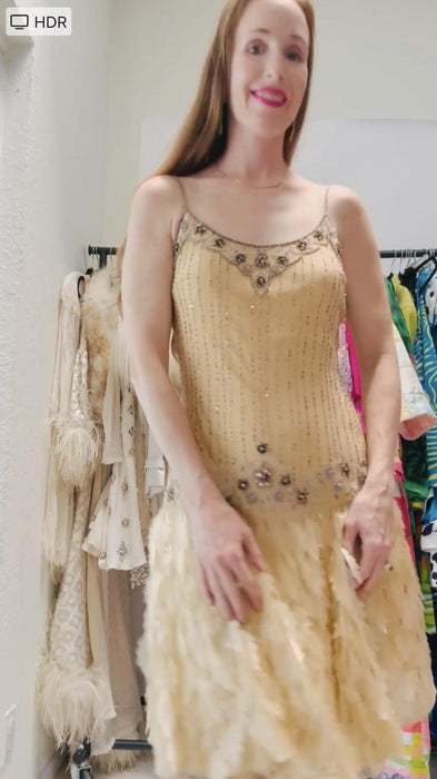 2000s Y2k Vintage Silk Beaded Tank Dress Vintage Butter Cream Silk Dress Medium Large Lillie Rubin Silk Wedding Party Dress Cream Silk