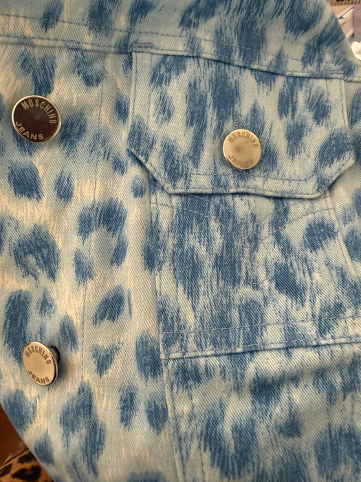90s Vintage Moschino Animal Print Jacket and Skirt Suit Blazer Small Medium Moschino Jeans Vintage Leopard Print Jacket Skirt Blue White