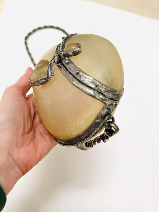 Vintage Evening Bag Clutch By Maya Neutral Olive Acrylic Bag Beige Silver Clutch// Vintage Wedding Bag Vintage Purse Hard Case