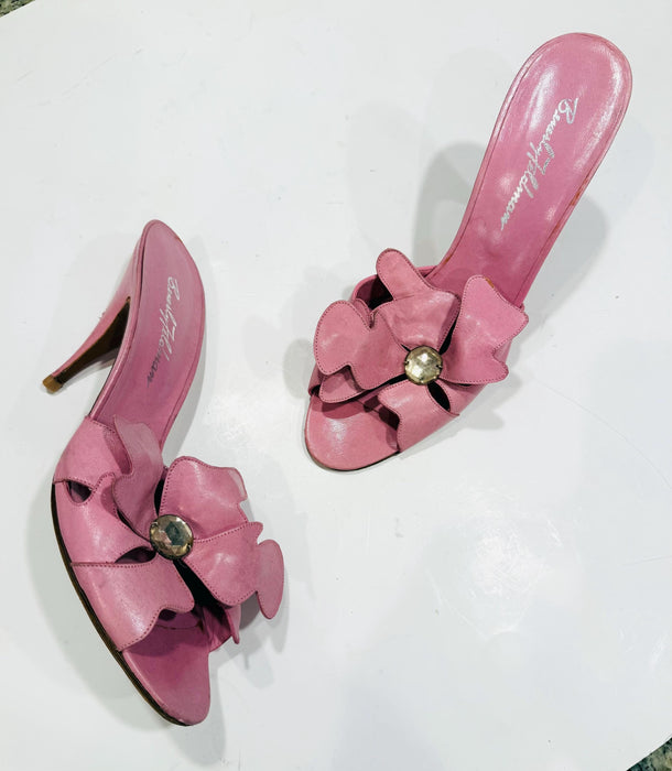 Vintage 80 Pink Flower high Heels size 8 1/2 B Beverly Feldman High Heels Size 8 1/2 Pink High Heel Sandals Shoes Wedding Sandals Shoes